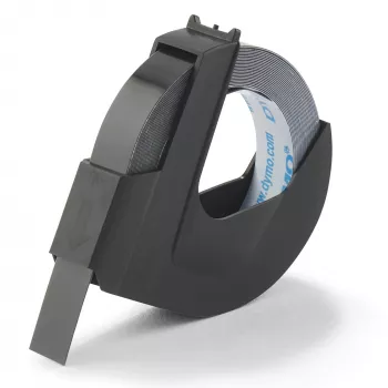 DYMO Authentic Embossing Label Tape | 9 mm x 3 m Rolle | Weißer Druck auf Schwarz | Selbstklebend | für Prägegeräte | 1 Stück
