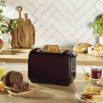 Toaster MOULINEX LT5S05E0 — 2 Scheiben, 1300 W, Edelstahlgehäuse, schwarz/rot