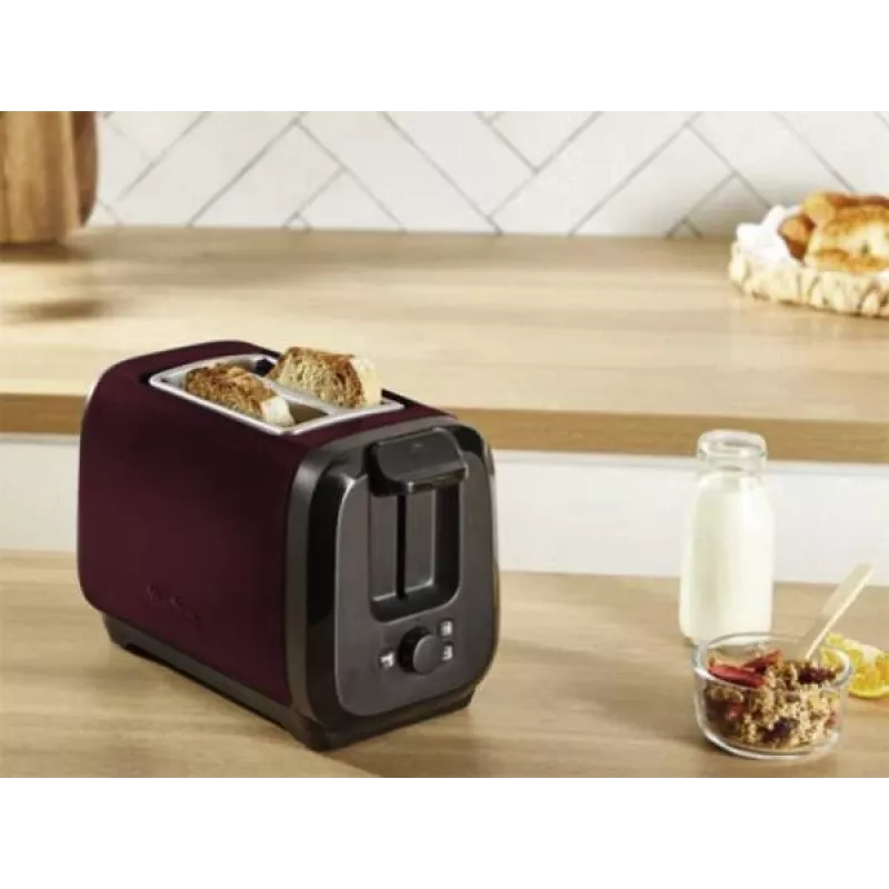 Toaster MOULINEX LT5S05E0 — 2 Scheiben, 1300 W, Edelstahlgehäuse, schwarz/rot