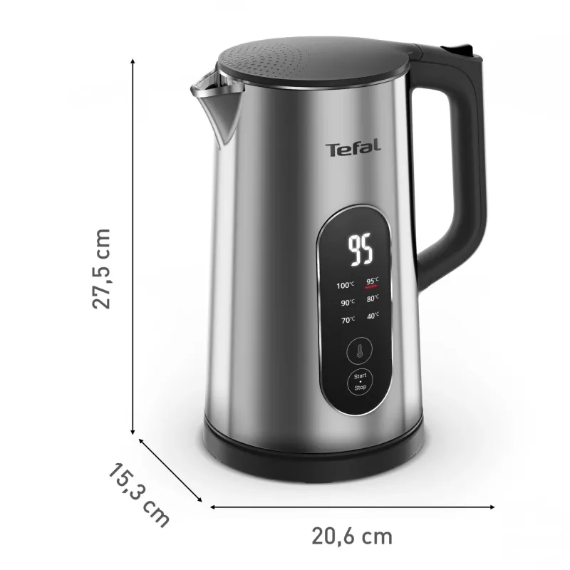 Tefal Selection KI871DE0 Wasserkocher 1,7 l 1500 W Schwarz, Edelstahl