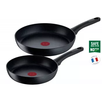 Bratpfannenset Tefal G28191, schwarz, Mineralia+ Antihaftbeschichtung, Gewicht 2,1 kg