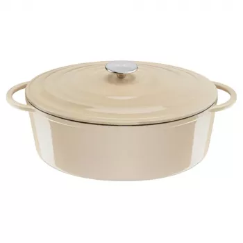 Tefal E25906 ovales beiges Gusseisen-Kochgeschirr, 34 cm Durchmesser, ovale Form