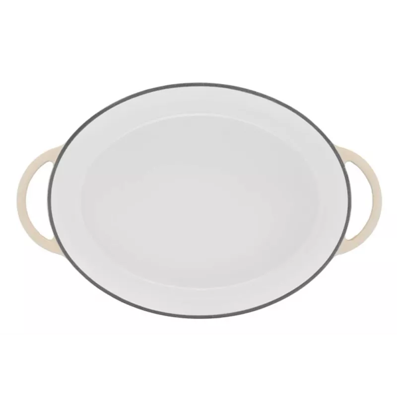 Tefal E25906 ovales beiges Gusseisen-Kochgeschirr, 34 cm Durchmesser, ovale Form