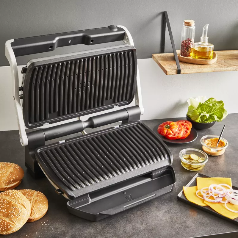 Kontaktgrill Tefal Optigrill+ XL GC727D10 — 2000 W, rechteckiges Metallgehäuse, 445×365×175 mm