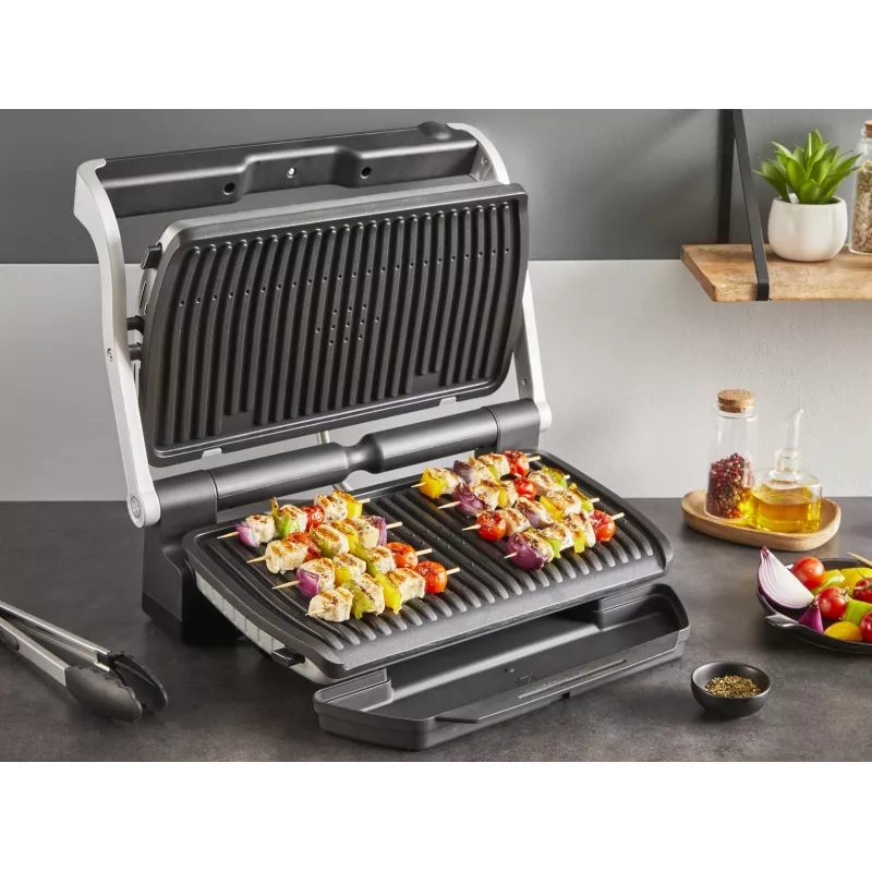Kontaktgrill Tefal Optigrill+ XL GC727D10 — 2000 W, rechteckiges Metallgehäuse, 445×365×175 mm