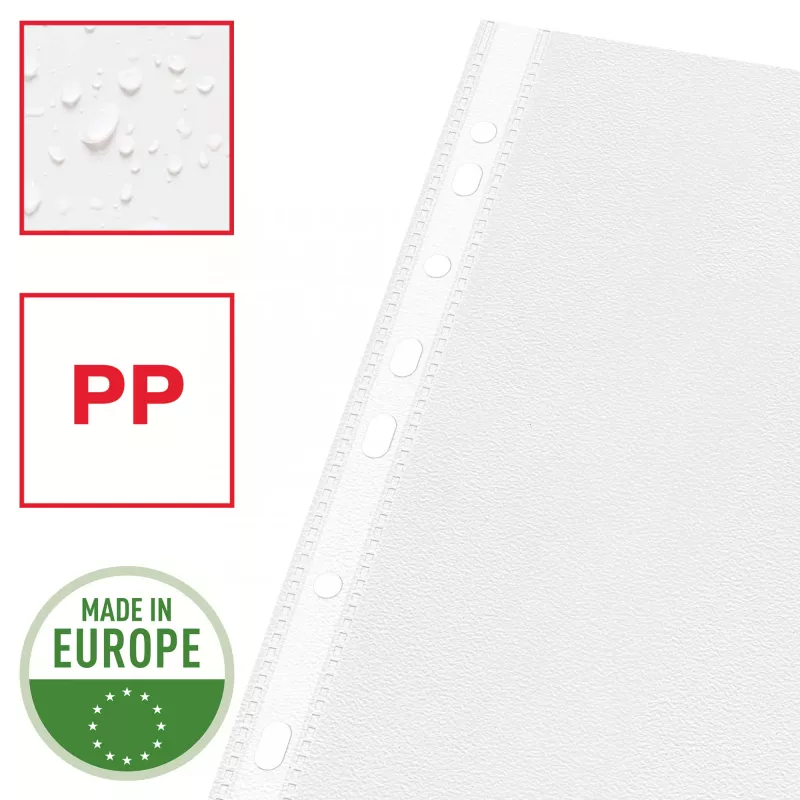 Esselte Klarsichthüllen A4 – Economy –, 210 x 297 mm (A4), Transparent, Polypropylen (PP), Hochformat, Oben, 230 mm