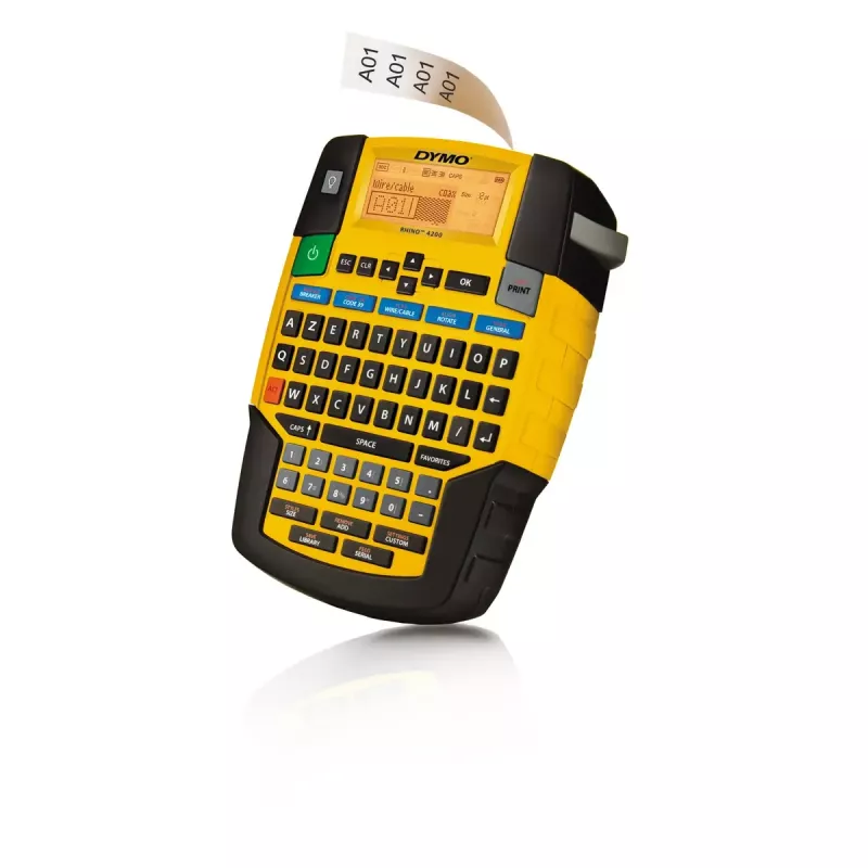 DYMO RHINO 4200 Industrieller Etikettendrucker | AZERTY-Tastatur & zeitsparende Hotkeys | Robuster Etikettendrucker für Baustellen und anspruchsvolle Beschriftungsaufgaben