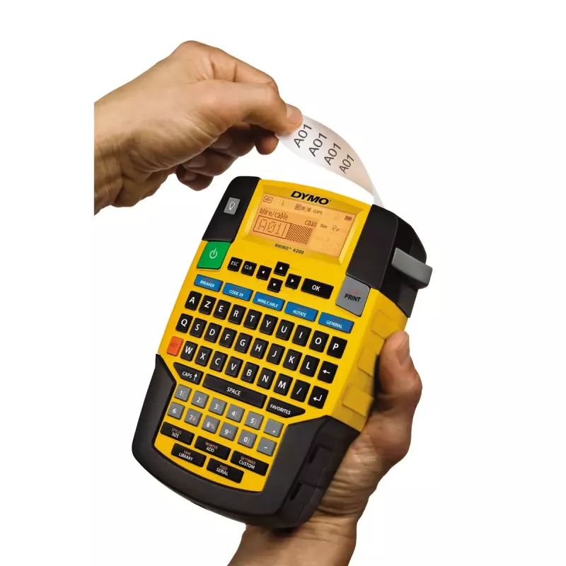 DYMO RHINO 4200 Industrieller Etikettendrucker | AZERTY-Tastatur & zeitsparende Hotkeys | Robuster Etikettendrucker für Baustellen und anspruchsvolle Beschriftungsaufgaben