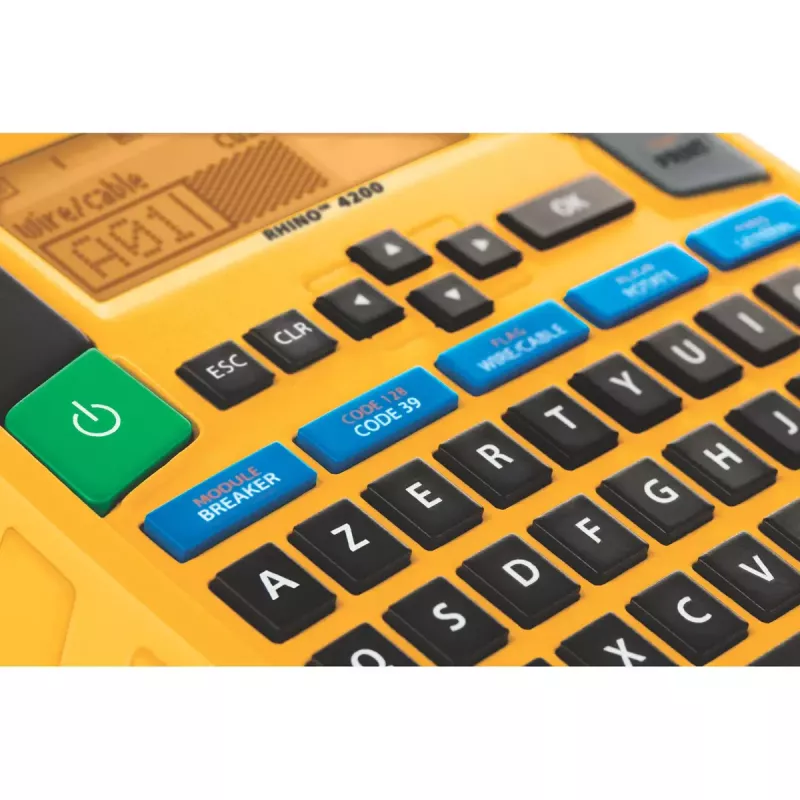 DYMO RHINO 4200 Industrieller Etikettendrucker | AZERTY-Tastatur & zeitsparende Hotkeys | Robuster Etikettendrucker für Baustellen und anspruchsvolle Beschriftungsaufgaben