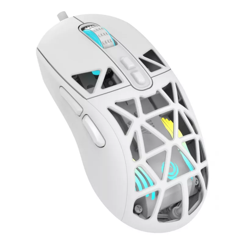 Oniverse - Kabelgebundene Gaming-Maus Kryo - Luxion White (PC), Beidhändig, Optisch, USB Typ-A, 13800 DPI, Weiß