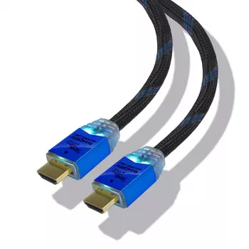 Steelplay 4K 2.0 HDMI High Speed Ultra Hd Led Kabel 2M, 2 m, HDMI Typ A (Standard), HDMI Typ A (Standard), 3D, 18 Gbit/s, Schwarz, Blau