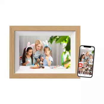 Braun DigiFrame 10W digitaler Bilderrahmen Weiß, Holz 25,6 cm (10,1 Zoll) Touchscreen WLAN