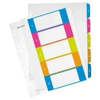 Leitz Indices Printable PP A4+ 1-5 WOW, Numerisches Register, Polypropylen (PP), A4 Maxi, 245 mm, 305 mm