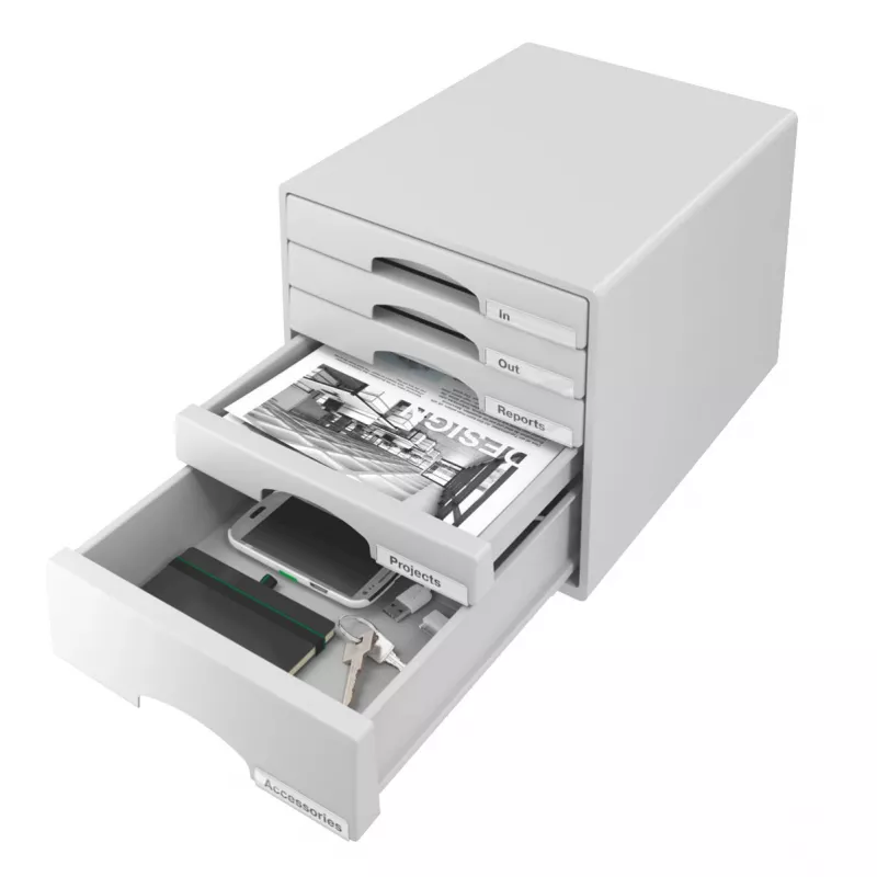 Leitz Drawer cabinet Plus 5-drawer, 5 Schubladen, Kunststoff, Grau, 287 x 363 x 270 mm