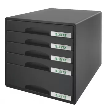 Leitz Schubladenschrank Plus mit 5 Schubladen, 5 Schublade(n), Kunststoff, Schwarz, 287 x 363 x 270 mm