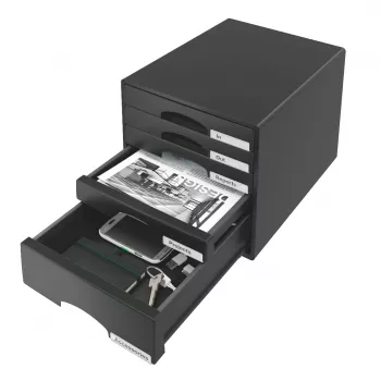 Leitz Schubladenschrank Plus mit 5 Schubladen, 5 Schublade(n), Kunststoff, Schwarz, 287 x 363 x 270 mm