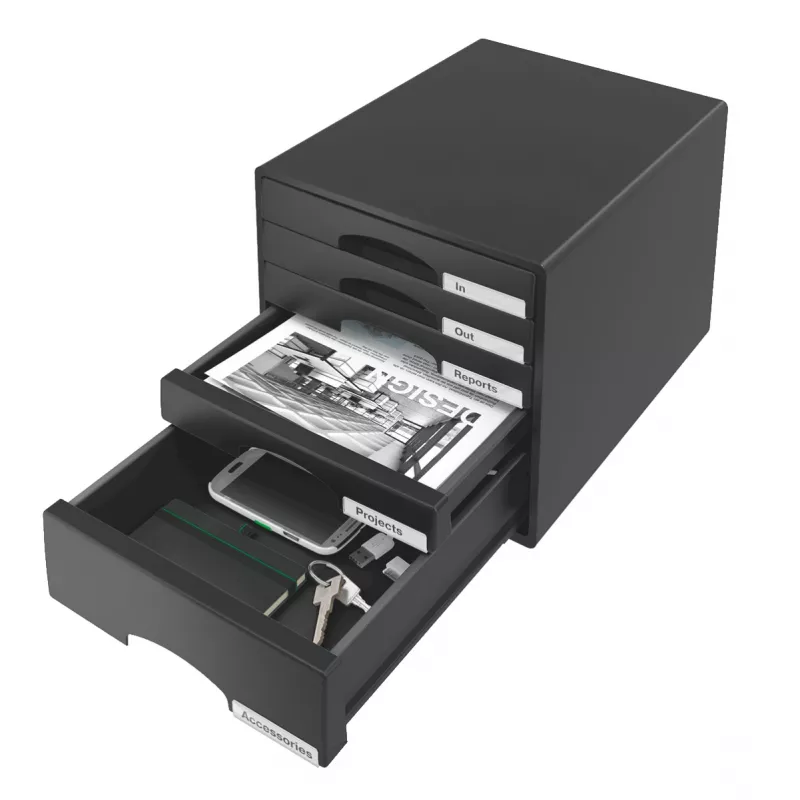 Leitz Schubladenschrank Plus mit 5 Schubladen, 5 Schublade(n), Kunststoff, Schwarz, 287 x 363 x 270 mm