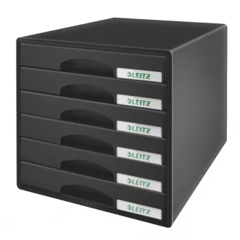 Leitz Schubladenschrank Plus 6 Schubladen, 6 Schubladen, Kunststoff, Schwarz, 287 x 363 x 270 mm