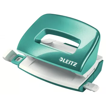 Leitz NeXXt Locher WOW Mini 2-fach / 10 Blatt, 10 Blatt, Türkis, Grau, Kunststoff, 8 cm, 5,5 mm, A4