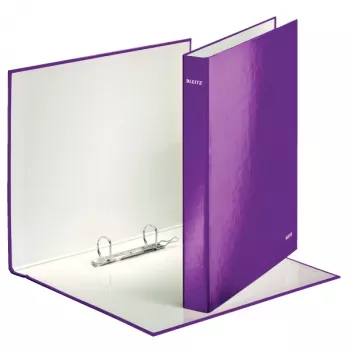 Leitz Ringbuch WOW laminiert A4+ 2DR/25mm, A4, Karton, Violett, Weiß, 250 Blatt, 80 g/m²