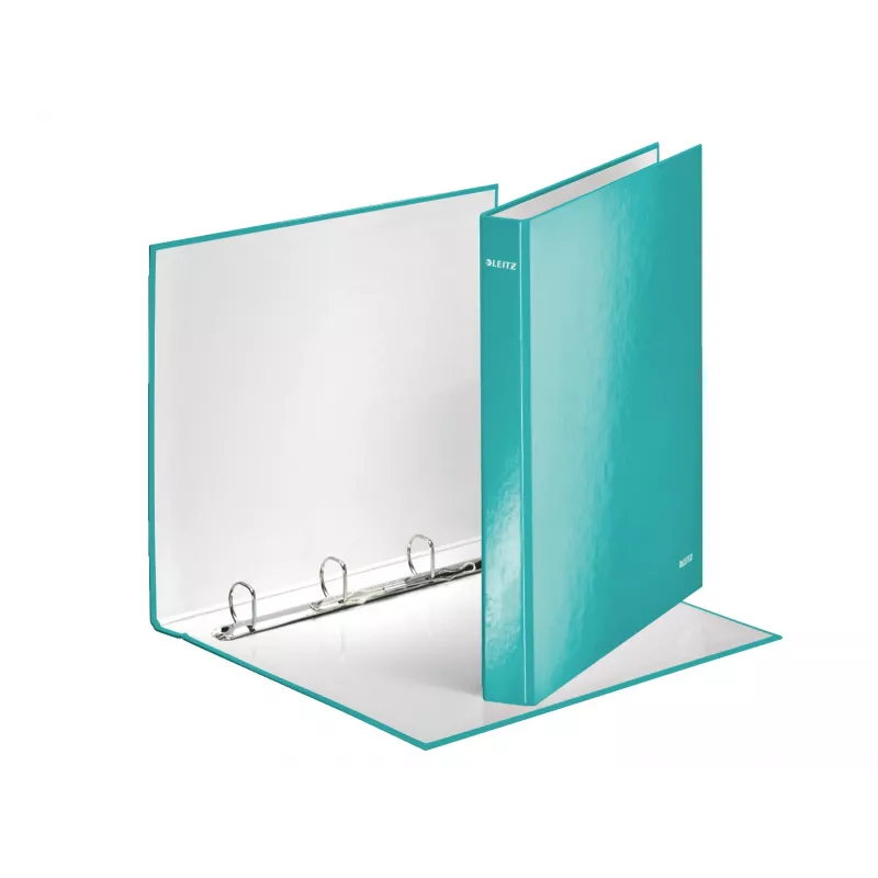 Leitz Ringbinder WOW laminiert A4+ 4DR/25mm, A4, Karton, Metallisch, Türkis, 230 Blatt, 80 g/m², 2,5 cm