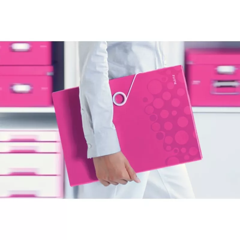 Leitz Projektmappe WOW PP, herkömmlicher Aktenordner, A4, Polypropylen (PP), Metallic, Pink, 200 Blatt, 254 mm