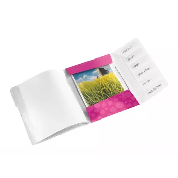 Leitz WOW PP Ringbuch mit 6 Tabs, A4, Polypropylen (PP), Metallic, Pink, 200 Blatt, 260 mm, 17 mm
