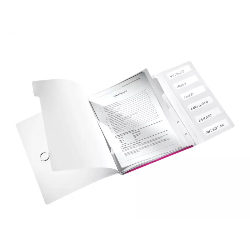 Leitz WOW PP Ringbuch mit 6 Tabs, A4, Polypropylen (PP), Metallic, Pink, 200 Blatt, 260 mm, 17 mm