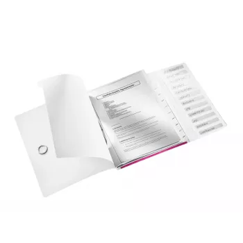 Leitz WOW Trennbuch aus PP, 12 Tabs, A4, Polypropylen (PP), Metallic, Pink, 200 Blatt, 265 mm, 17 mm