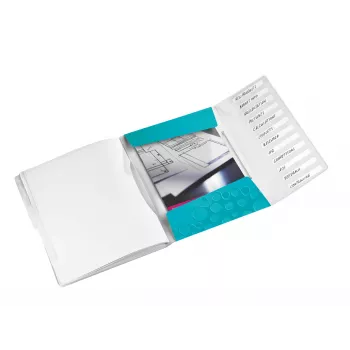 Leitz WOW Trennbuch aus PP, 12 Tabs, A4, Polypropylen (PP), Blau, Metallic, 200 Blatt, 265 mm, 17 mm