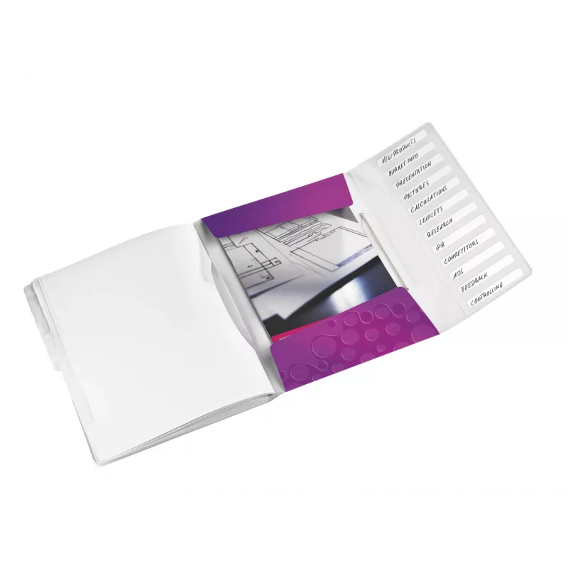 Leitz Trennblätter-Buch WOW PP 12 Tabs, A4, Polypropylen (PP), Metallic, Lila, 200 Blatt, 265 mm, 17 mm