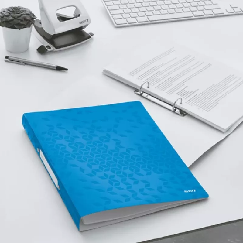 Leitz Ringbinder WOW PP A4 2RR/25mm, A4, Rundring, Polypropylen (PP), Blau, Metallic, Weiß, 190 Blatt