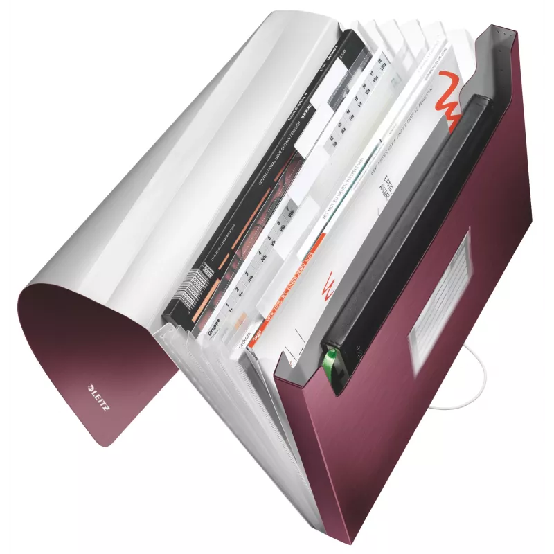 Leitz Erweiterbare Konzertina-Projektmappe aus PP, A4, Polypropylen (PP), Rot, 250 Blatt, 80 g/m², 6 Fächer