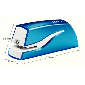 Leitz NeXXt Heftgerät batteriebetrieben WOW 5566, 10 Blatt, 1 cm, Kunststoff, Blau, Weiß, Batterie, 50 mm