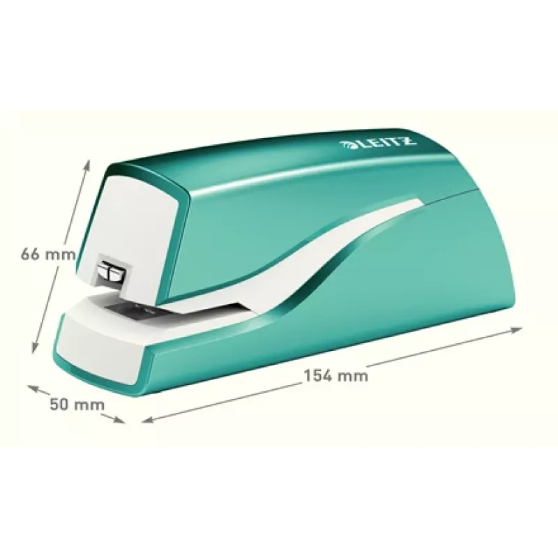 Leitz NeXXt Heftgerät batteriebetrieben WOW 5566, 10 Blatt, 1 cm, Kunststoff, Blau, Weiß, Batterie, 50 mm