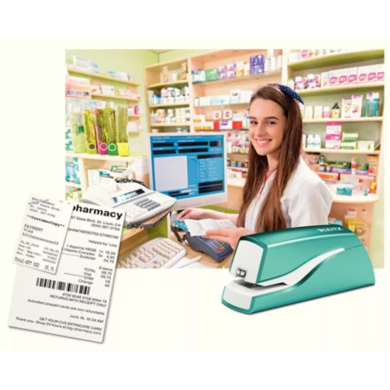 Leitz NeXXt Heftgerät batteriebetrieben WOW 5566, 10 Blatt, 1 cm, Kunststoff, Blau, Weiß, Batterie, 50 mm