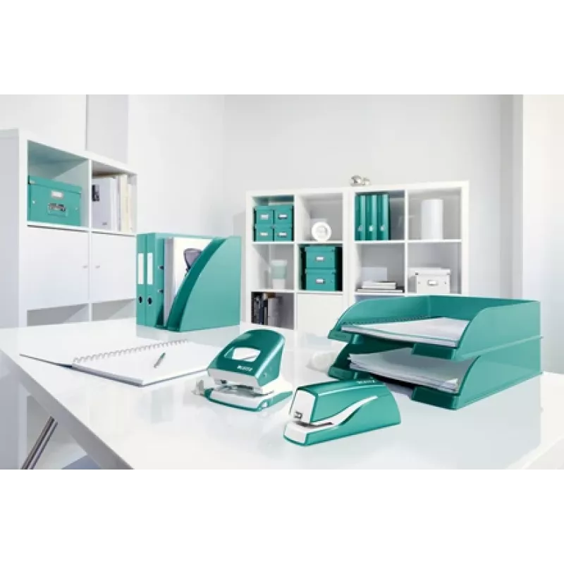 Leitz NeXXt Heftgerät batteriebetrieben WOW 5566, 10 Blatt, 1 cm, Kunststoff, Blau, Weiß, Batterie, 50 mm
