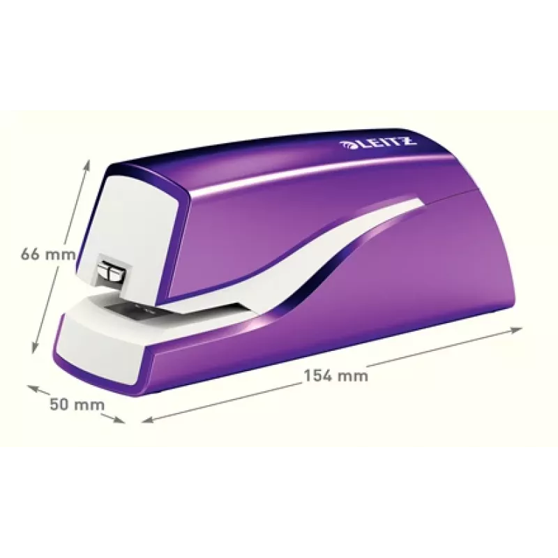 Leitz NeXXt Heftgerät batteriebetrieben WOW 5566, 10 Blatt, 1 cm, Kunststoff, Lila, Weiß, Batterie, 50 mm