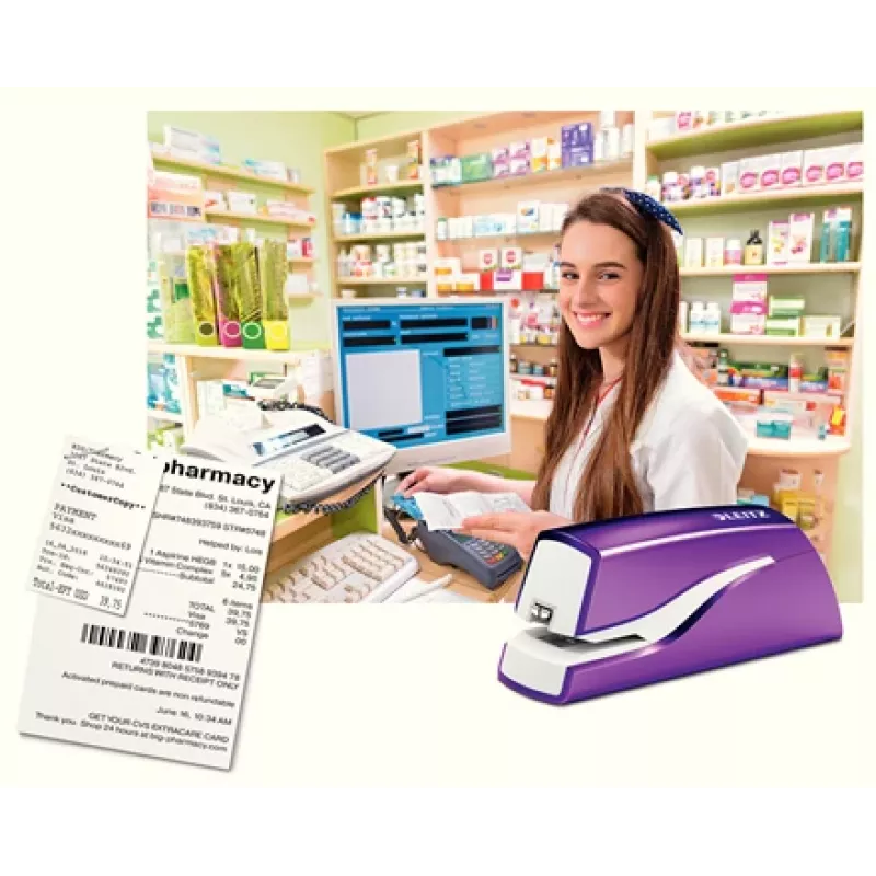 Leitz NeXXt Heftgerät batteriebetrieben WOW 5566, 10 Blatt, 1 cm, Kunststoff, Lila, Weiß, Batterie, 50 mm