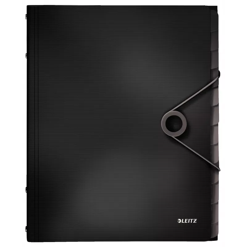 Leitz Trennbuch Solid mit 12 Tabs, Flap-Mappe, A4, Polypropylen (PP), Schwarz, 200 Blatt, 80 g/m²