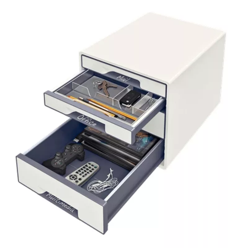 Leitz Schubladenschrank WOW Cube 4 Schubladen, 4 Schubladen, Kunststoff, Weiß, 1 Stück, 287 mm, 270 mm