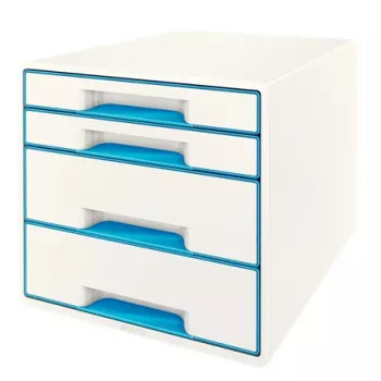 Leitz WOW Würfel Schubladenschrank 4 Schubladen, 4 Schubladen, Kunststoff, Blau, Weiß, 1 Stk., 287 mm, 270 mm