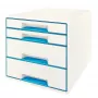 Leitz WOW Würfel Schubladenschrank 4 Schubladen, 4 Schubladen, Kunststoff, Blau, Weiß, 1 Stk., 287 mm, 270 mm