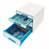 Leitz WOW Würfel Schubladenschrank 4 Schubladen, 4 Schubladen, Kunststoff, Blau, Weiß, 1 Stk., 287 mm, 270 mm