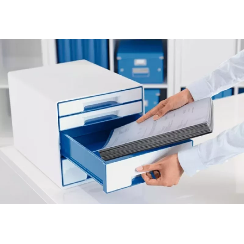 Leitz WOW Würfel Schubladenschrank 4 Schubladen, 4 Schubladen, Kunststoff, Blau, Weiß, 1 Stk., 287 mm, 270 mm