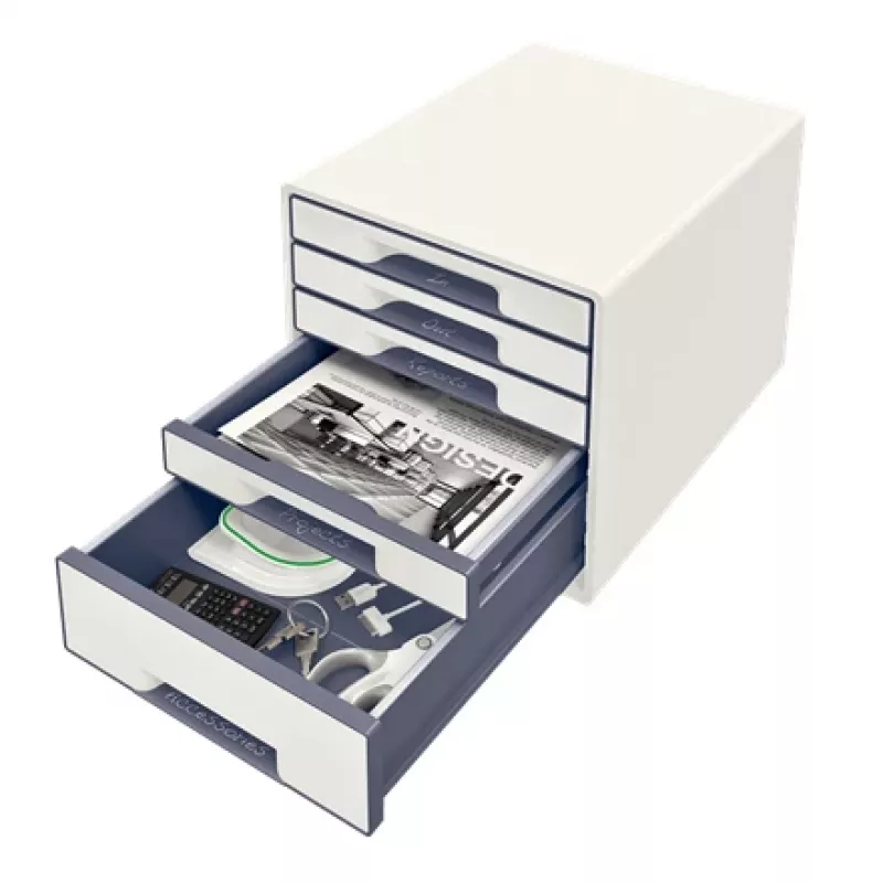 Leitz Drawer Cabinet WOW Cube 5-drawer, 5 drawer(s), Kunststoff, White, 1 Stk., 270 mm, 287 mm
