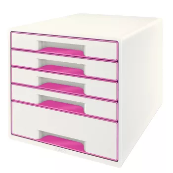 Leitz Schubladenschrank WOW Cube 5 Schubladen, 5 Schublade(n), Kunststoff, Pink, Weiß, 1 Stk., 270 mm, 287 mm
