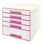 Leitz Schubladenschrank WOW Cube 5 Schubladen, 5 Schublade(n), Kunststoff, Pink, Weiß, 1 Stk., 270 mm, 287 mm
