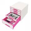Leitz Schubladenschrank WOW Cube 5 Schubladen, 5 Schublade(n), Kunststoff, Pink, Weiß, 1 Stk., 270 mm, 287 mm