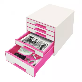 Leitz Schubladenschrank WOW Cube 5 Schubladen, 5 Schublade(n), Kunststoff, Pink, Weiß, 1 Stk., 270 mm, 287 mm